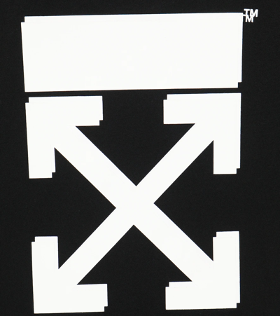 Off-white Off White Cotton T-shirt With Back Print In Black White