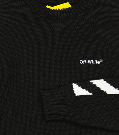 Off-white Logo Intarsia Cotton Sweater In Black White