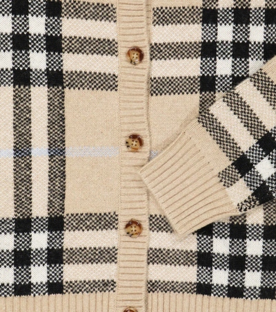 Shop Burberry Checked Jacquard Wool-blend Cardigan In Pale Sand Ip Check