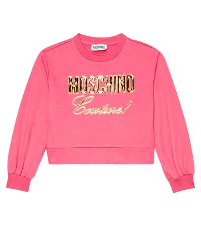 Shop Moschino Logo Cotton Jersey Sweatshirt In Carmine Rose