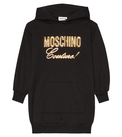 Shop Moschino Logo Cotton Sweater Dress In Black