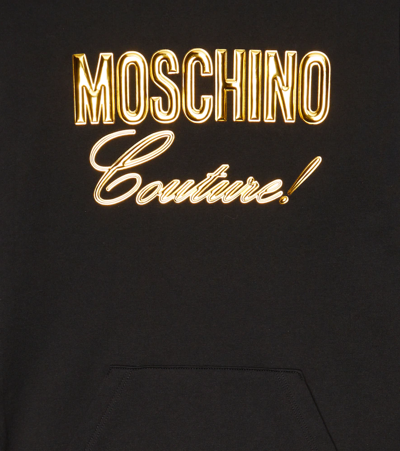 Shop Moschino Logo Cotton Sweater Dress In Black