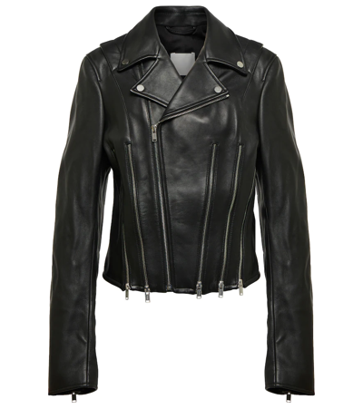 Shop Dion Lee Leather Biker Jacket In Black