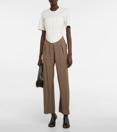 Shop Dion Lee Corset Cotton T-shirt In Ivory/natural