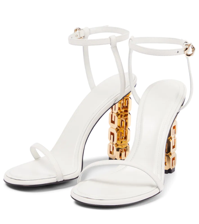 Shop Givenchy G Cube Leather Sandals In Ivory