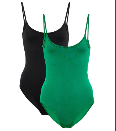Shop Prism Glorious Set Of 2 Bodysuits In Black Jade Green