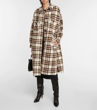 Shop Isabel Marant Étoile Fontizi Checked Wool-blend Coat In Ecru