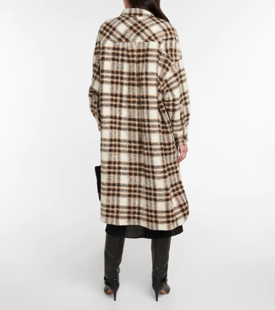 Shop Isabel Marant Étoile Fontizi Checked Wool-blend Coat In Ecru