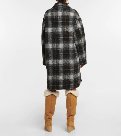 Shop Isabel Marant Étoile Checked Wool-blend Coat In Anthracite