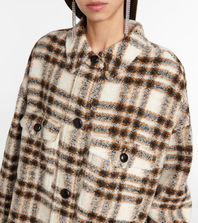 Shop Isabel Marant Étoile Fontizi Checked Wool-blend Coat In Ecru