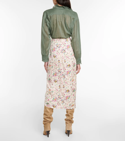 Shop Isabel Marant Étoile Berthe Floral Jacquard Midi Skirt In Ecru