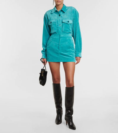 Shop Isabel Marant Melva Corduroy Miniskirt In Aqua