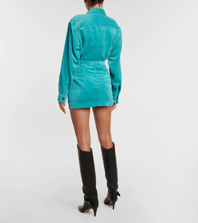 Shop Isabel Marant Melva Corduroy Miniskirt In Aqua