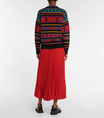 Shop Kenzo Floral Jacquard Wool-blend Sweater In Medium Red
