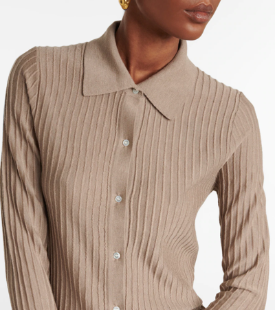 Shop Co Essentials Ribbed Cashmere Cardigan In Oatmeal