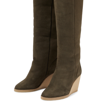 Shop Isabel Marant Tilin Suede Over-the-knee Boots In Khaki