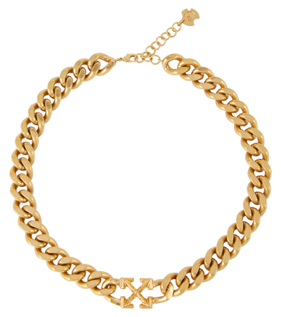 Shop Off-white Arrows Brass Necklace In Gold