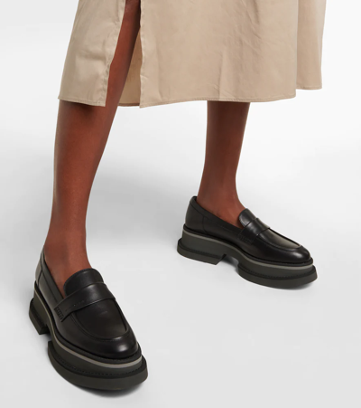 Shop Clergerie Banel Leather Platform Loafers In Black