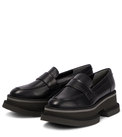 Shop Clergerie Banel Leather Platform Loafers In Black
