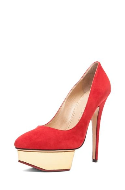 Shop Charlotte Olympia Cindy Suede Pumps In Red In Red Suede