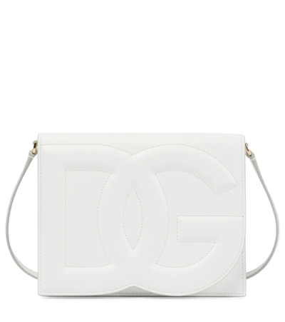Shop Dolce & Gabbana Dg Leather Shoulder Bag In Optical White