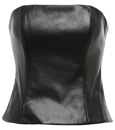Shop Staud Tracing Faux Leather Bustier Top In Black