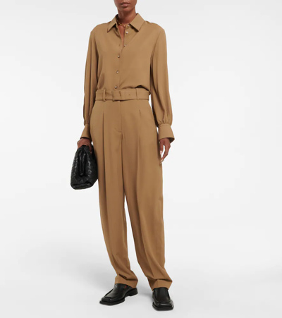 Shop Joseph Drew Pleated High-rise Pants In Camel