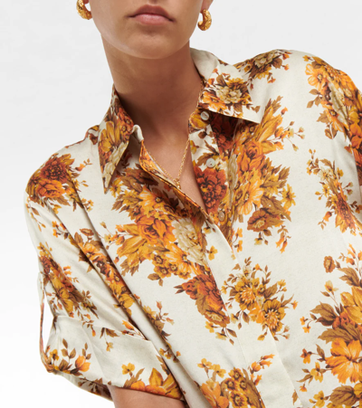 Shop Alemais Derby Floral-printed Silk Shirt In Cream/rust