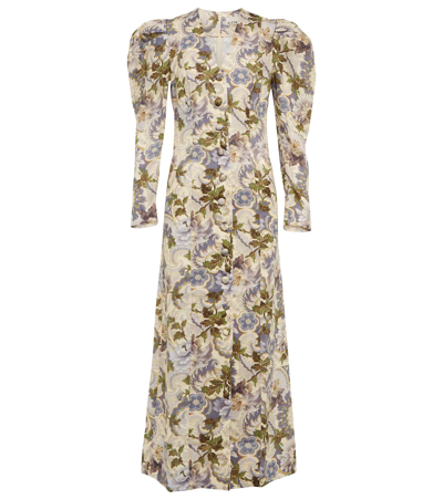 Shop Alemais Phillipa Floral Linen Midi Dress In Lilac Floral