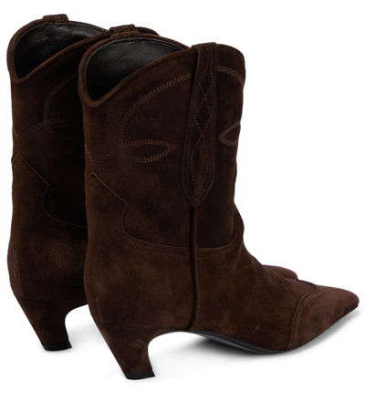 Shop Khaite Dallas Suede Cowboy Boots In Coffee