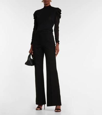 Shop Diane Von Furstenberg Remy Ruffled Mesh Top In Black