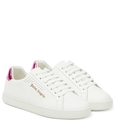 Shop Palm Angels Palm One Animations Leather Sneakers In White Pink