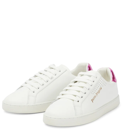 Shop Palm Angels Palm One Animations Leather Sneakers In White Pink