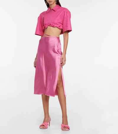 Shop Jacquemus La Jupe Notte Midi Skirt In Pink