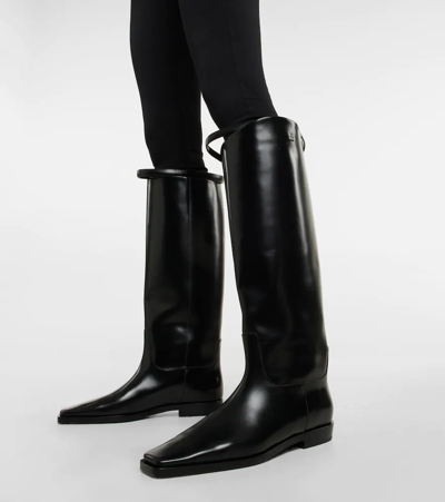 Shop Totême Leather Knee-high Boots In Black