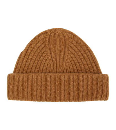 Shop Totême Ribbed-knit Cashmere Beanie In Cinnamon