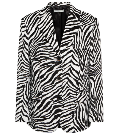 Shop Alessandra Rich Zebra-printed Cotton Blazer In Black White