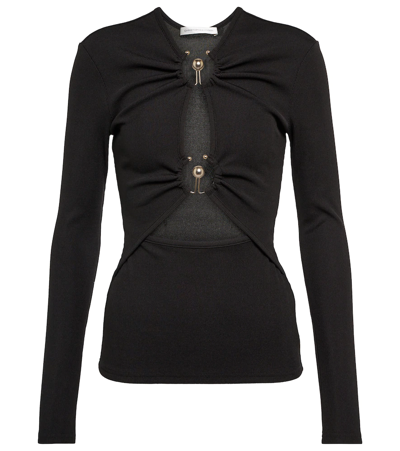 Shop Christopher Esber Ring-detail Cutout Jersey Top In Black