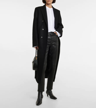 Totême Double-breasted Wool Coat In Black