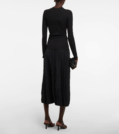 Christopher Esber Orbit Ruched Cutout Long-sleeve Ribbed Top In Black