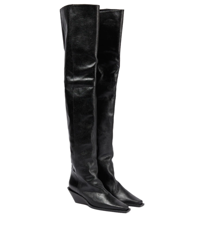 Shop Ann Demeulemeester Hilde Leather Over-the-knee Boots In Black