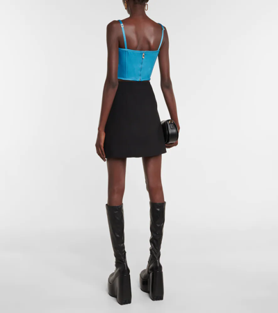 Shop Versace Medusa Satin Bustier In Lght Blue