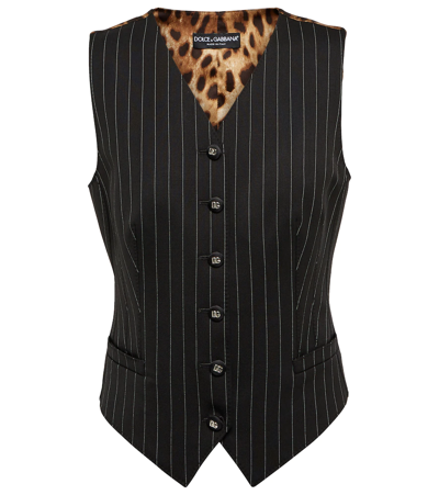 Shop Dolce & Gabbana Pinstriped Wool-blend Vest In Striped