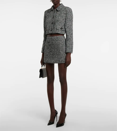 Shop Dolce & Gabbana Cropped Tweed Jacket In Fantasia (non Stampa