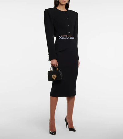 Shop Dolce & Gabbana Logo Midi Skirt In Black