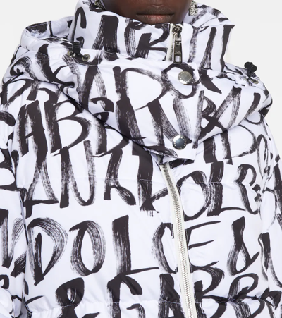 Shop Dolce & Gabbana Logo Printed Nylon Puffer Jacket In Logo1 Nero F.bco Nat