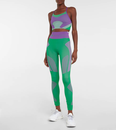 Adidas By Stella Mccartney Truestrength Recycled Stretch-knit Leggings In  Purple,green | ModeSens