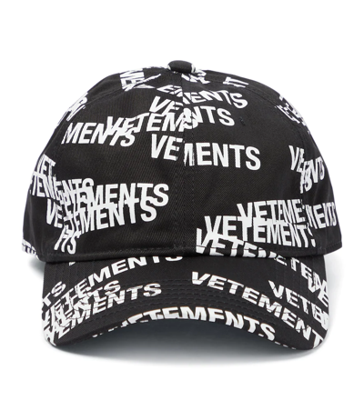 Shop Vetements Logo Baseball Cap In Black