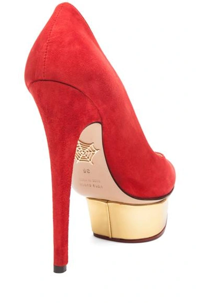 Shop Charlotte Olympia Cindy Suede Pumps In Red In Red Suede