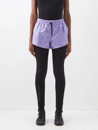 Shop Moncler Ripstop Running Shorts In Light Purple